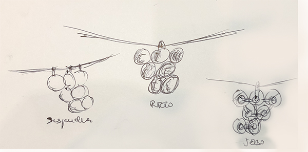 proposition de bijou a partir d 1 dessin Pour mise en  place de perles de culture authentiques et joaillerie en Or 18 K